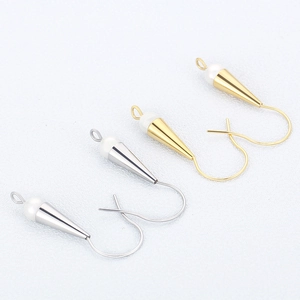 Französische Edelstahl-Ohrhänger mit konischen Perlen-Anhängern in Gold und Silber-Optik