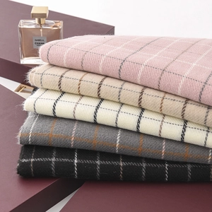 Classic checkered wool blend scarves in pink, beige, white, grey and black colors