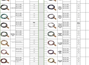 Detailed size chart for 4mm natural stone elastic beaded bracelets with various specifications