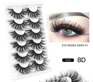 Detail showing 8D faux mink lashes with multi-layer volume and curled effect