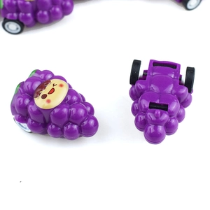 Mini purple grape pull-back car toy set with cute cartoon faces and smooth plastic finish