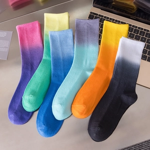 Set of six gradient tie-dye crew socks for basketball and street style fashion