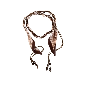 Chaîne de taille bohème en corde de cire avec perles en bois et ceinture en tissu imprimé