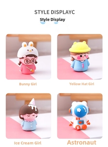 Style display of four cute cartoon resin figurines for student desk decoration