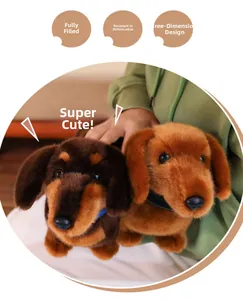 Detail of plush dachshund toy showing plump filling and soft skin-friendly texture
