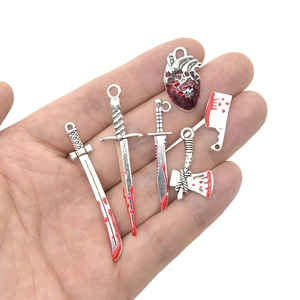 Ensemble de breloques gothiques en alliage d'argent avec épée hache et cœur pour bijoux
