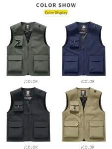 Multi-pocket tactical vest color options in army green, navy, black and khaki