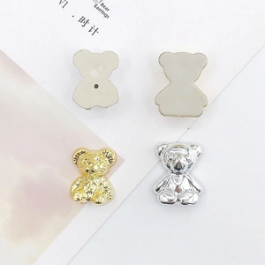 DIY cartoon bear charm with electroplated gold and silver finish for phone case decor
