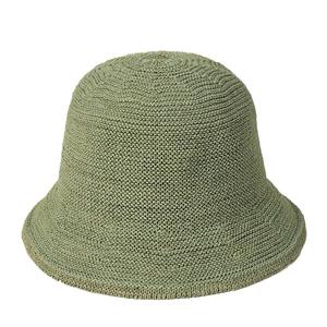 Chapeau de soleil en tricot vert herbe respirant avec large bord pour femmes