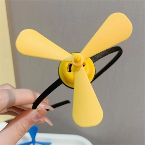 Funny yellow propeller headband cute bamboo dragonfly hair hoop for children and adults