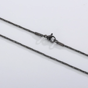 Minimalist gunmetal snake chain necklace with lobster clasp in stainless steel