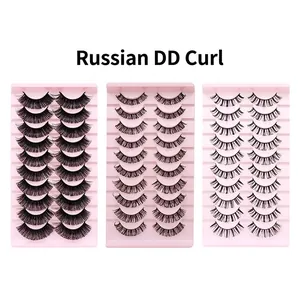 Valse Wimpers DD Curl Russisch Synthetische Vezel Natuurlijk Dik Lang Verlenging Wimpers Voor Vrouwen Makeup
