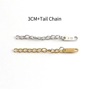 3cm stainless steel extender chain with K18 gold and silver water drop tags