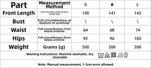 Tableau des tailles pour robe maxi dos nu tie-dye avec mesures S-L et guide d'entretien