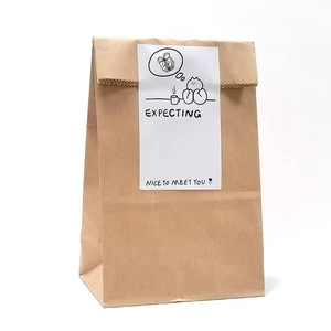 Minimalist kraft paper gift bags with LOVE JUST FOR YOU rectangular sealing stickers