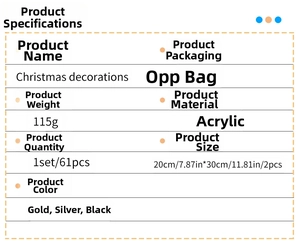 Produktdetails für Weihnachts-Wandsticker aus Acryl mit Maßen, Farben und 61er-Set Angaben