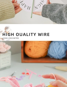 Detail of colorful yarn with crochet tools and pink bunny handmade knitting process
