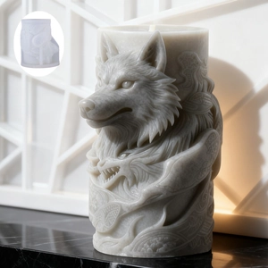 Wolf and dragon relief silicone mold for DIY handmade scented candles and resin crafts