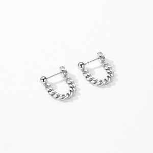 Minimalist S925 sterling silver chain drop earrings with a polished metallic finish