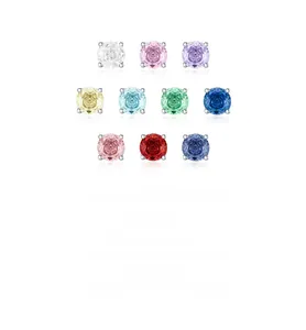 Collection de dix boucles d'oreilles colorées en argent S925 avec sertissage à quatre griffes