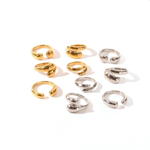 Minimalist 18K gold plated water drop and geometric wrap rings for women in gold and silver