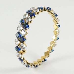 Square Zirconia Wrap Bangle 18K Gold Plated Stainless Steel Open Adjustable Spiral Multi Row Bracelet For Women Luxury Jewelry
