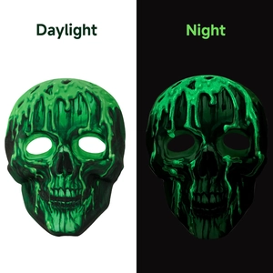 Luminous Halloween skull mask with green glow liquid effect for night party costume