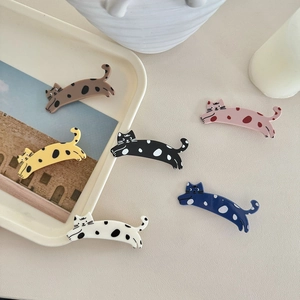 Cute Cat Hair Clips Acrylic Polka Dot Duckbill Side Fringe Hairpins Kawaii Cartoon Animal Headwear For Women Girls