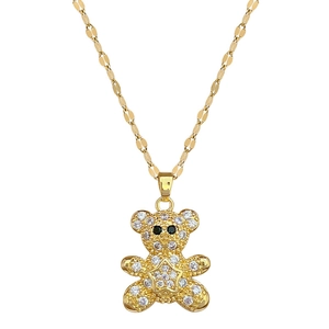 Luxurious gold star bear necklace with sparkling crystal inlay on a delicate chain