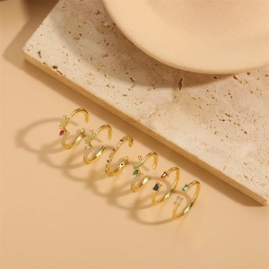 Adjustable Open Ring Copper Zircon Geometric Waterdrop Marquise 14K Gold Plated Fashion Elegant For Women