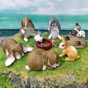 Lot de figurines de lapins miniatures réalistes en diverses poses pour décoration