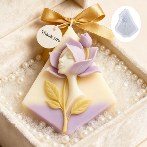 Silikonform für Gesichts-Lotus-Kerzen mit 3D-Relief in eleganter Geschenkbox