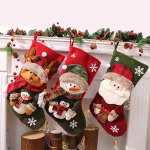 Weihnachtsstrumpf Hängende Dekoration Filz Kunstpelz Strick 3D Cartoon Weihnachtsmann Elch Kamin Home Holiday Party