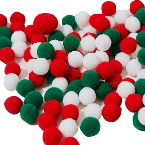 Christmas DIY kit with red white and green plush pom poms for festive holiday crafting