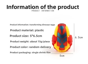 Detailed size specifications of the 5x6.5cm transforming dinosaur egg robot toy