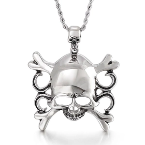 Skull Crossbones Pendant Stainless Steel Punk Gothic Pirate Vintage Charm For Men