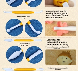 Detailed 8-piece cake sculpting tool set with various heads for fondant and clay modeling
