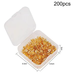 200pcs gold butterfly earring backs set in a transparent plastic storage box