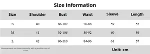 Size chart table with detailed measurements for the slim fit patchwork faux fur jacket