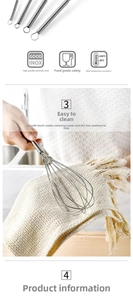 Detail of stainless steel spring whisk showing handle texture and easy cleaning process