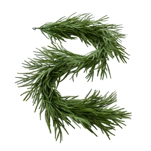Deep green Norfolk pine garland made of PE leaves for Christmas table and window decoration