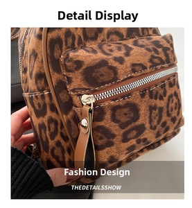 Detailed macro view of vintage leopard print faux fur texture and silver metal zipper
