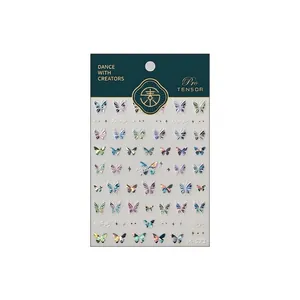 Holographic butterfly nail art stickers with shell-like iridescent finish model M-573