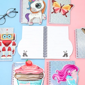 Creative cartoon spiral notebooks for kids with unicorn and mermaid shaped covers