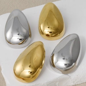 Minimalist 18k gold and silver teardrop earrings in polished 304 stainless steel