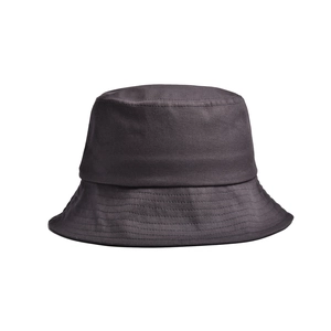 Detail shot of the durable dark charcoal cotton canvas texture on this sun bucket hat