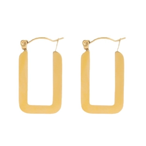 Minimalist 14K gold plated stainless steel rectangular geometric hoop earrings for women