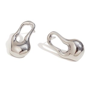 Boucles d'oreilles gouttes évidées irrégulières en argent poli au design fluide