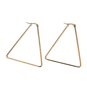 Minimalist gold-plated stainless steel triangle hoop earrings with a polished finish