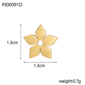 Polished gold flower pendant accessory for DIY jewelry measuring 1.3cm and weighing 0.7g